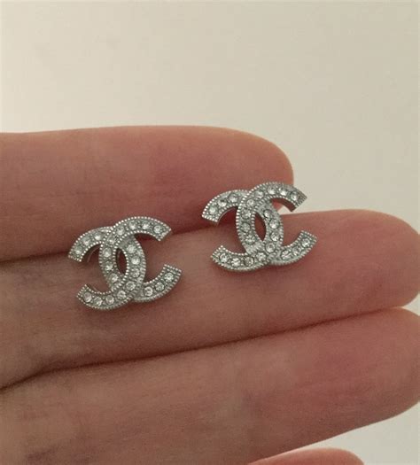 chanel classic ear studs|Chanel silver cc earrings.